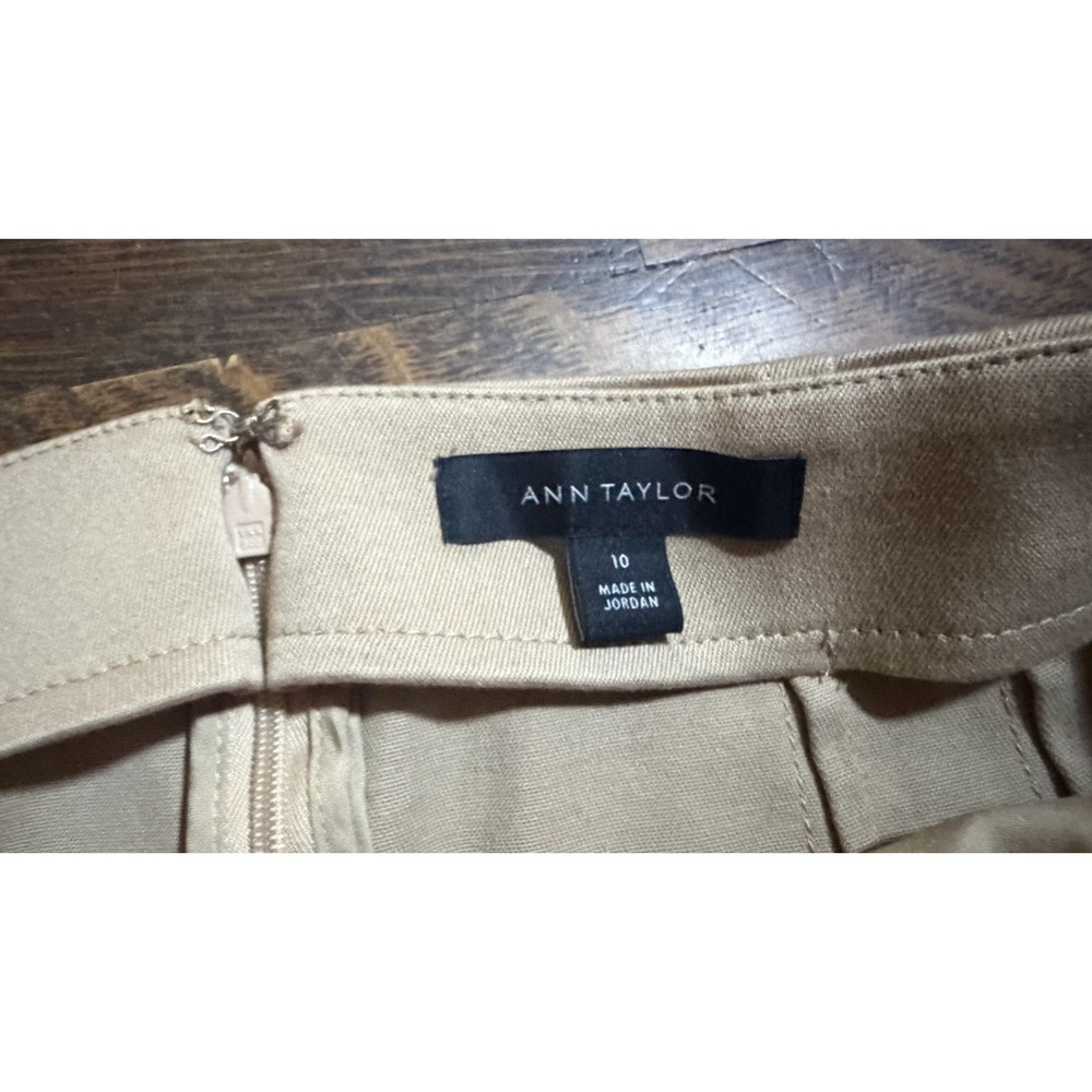Ann Taylor Beige Cotton Twill Midi Pencil Skirt Button Pockets Size 10 - Picture 5 of 6